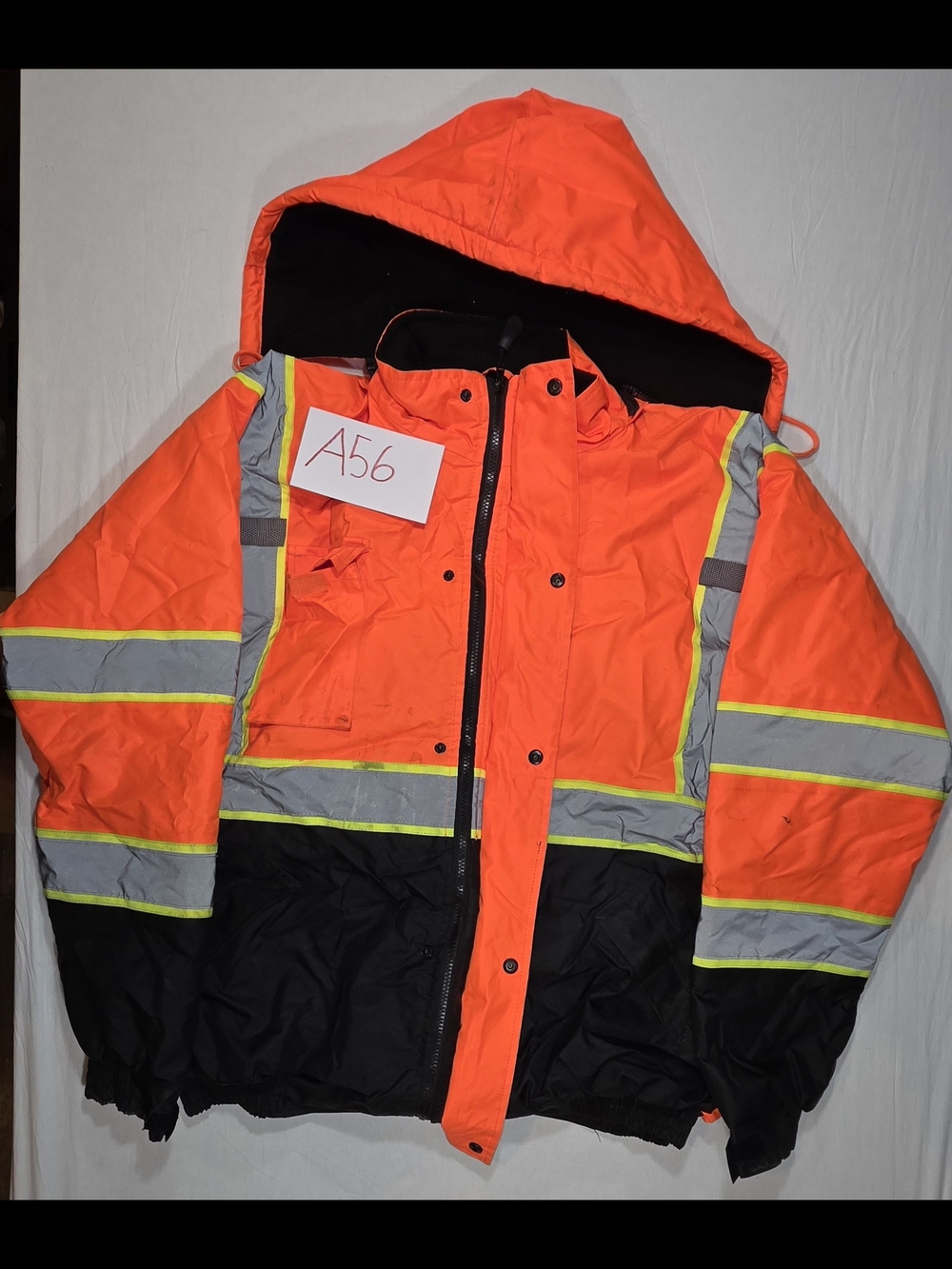 High-Visibility Orange & Black Reflective Safety Raincoat